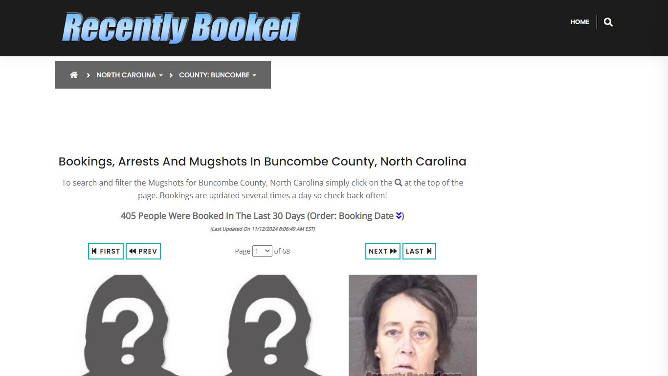 Bookings, Arrests and Mugshots in Buncombe County, North Carolina