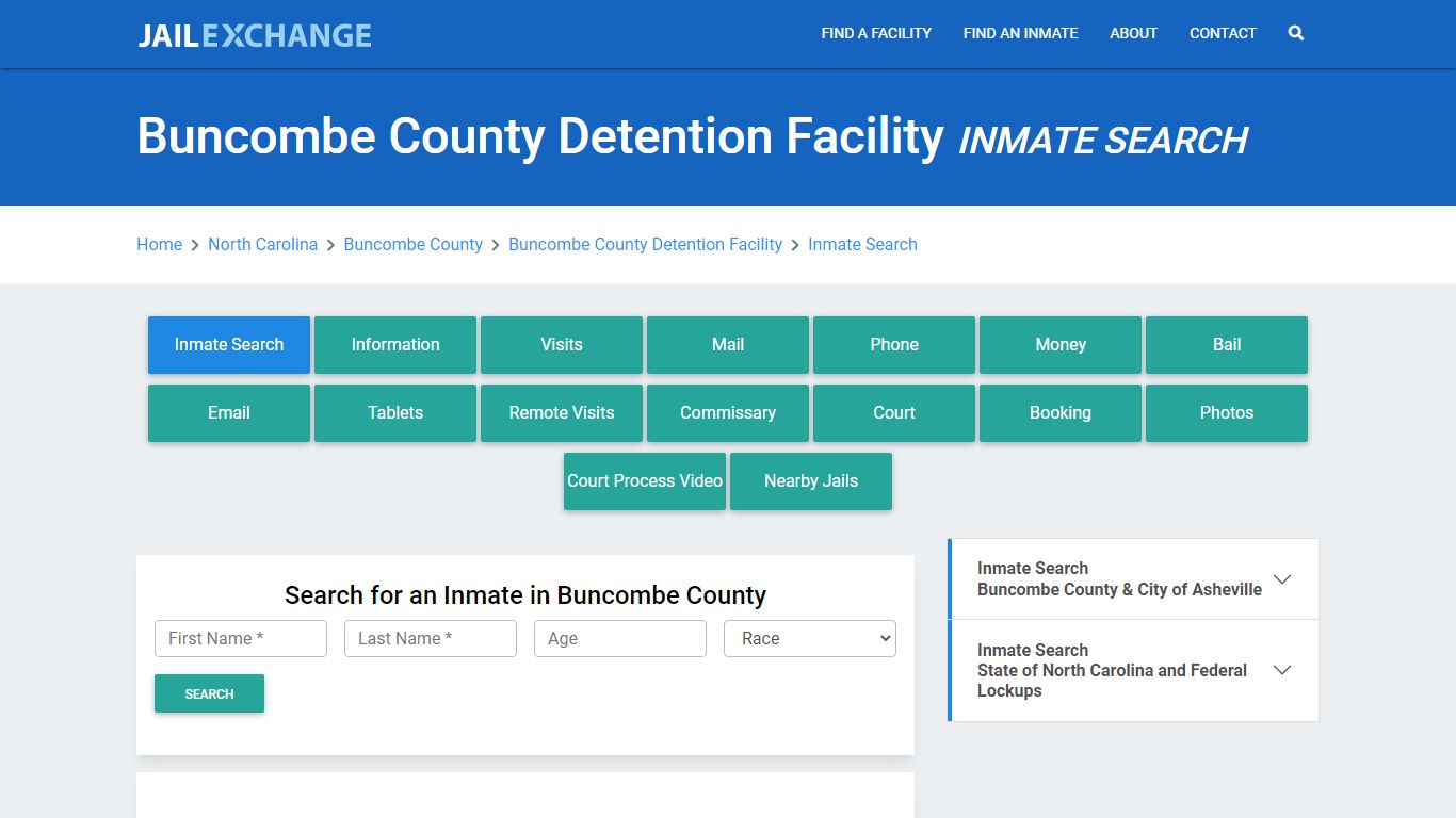 Buncombe County Detention Facility Inmate Search - Jail Exchange