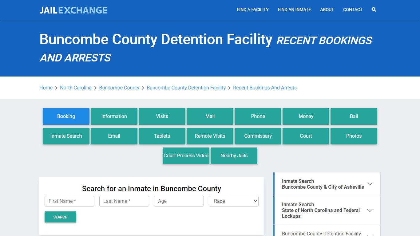 Buncombe County Detention Facility Recent Bookings And Arrests